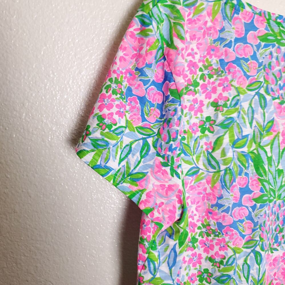 LILLY PULITZER Cotton Etta Vneck Short Sleeve Top Cherry On Top Casual Sz XL - Picture 9 of 11
